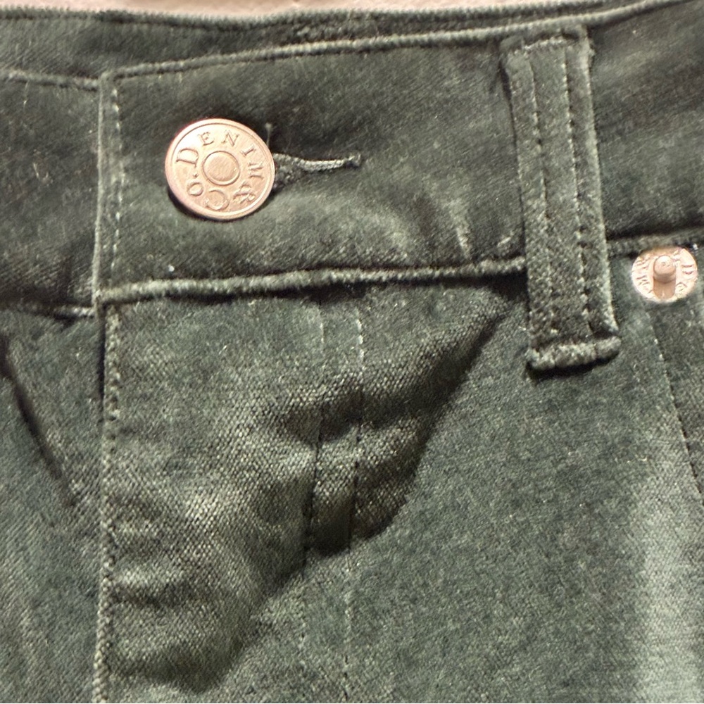 Denim & Co Dark Green Velvet Straight Leg Pants Jewel Tone Soft Size 4 - Picture 2 of 5